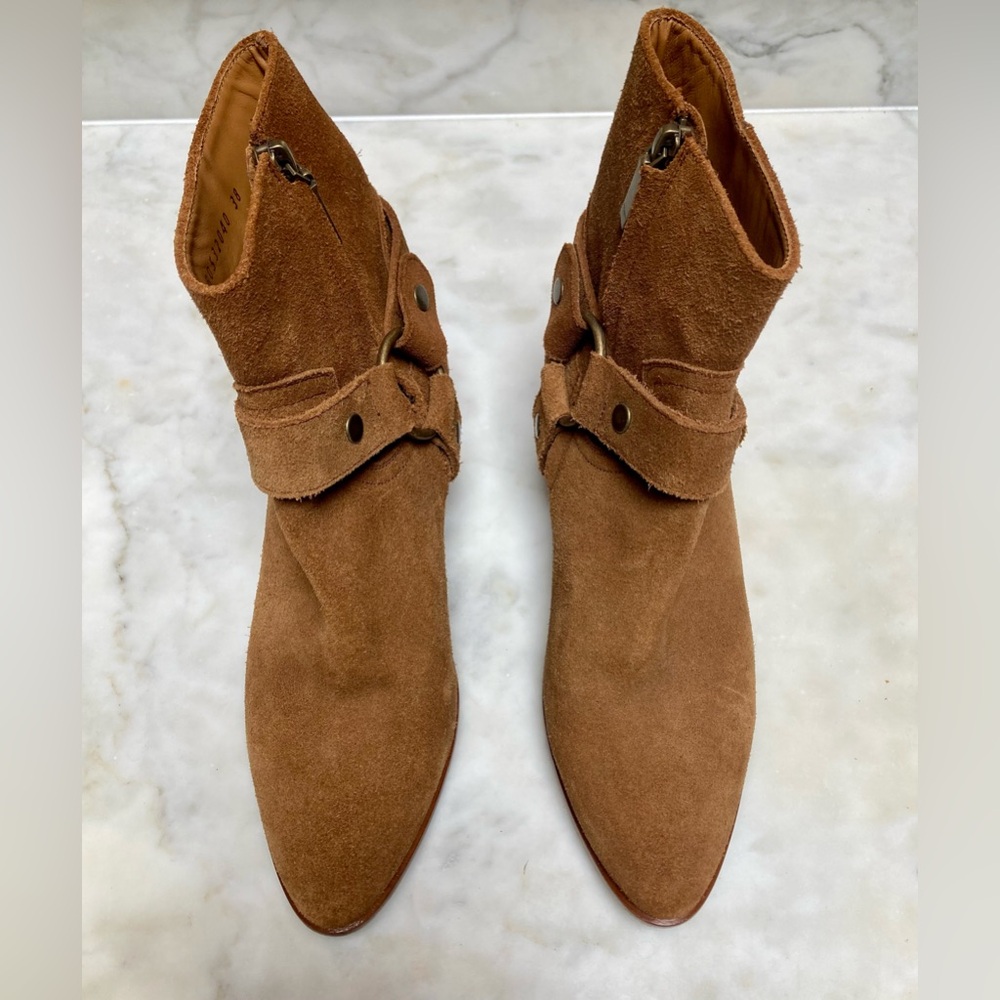 Saint Laurent Suede Ankle Western / Moto Boot. - Picture 13 of 14